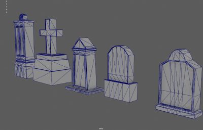 墓地石碑 西方墓碑 十字架碑塌陷模型