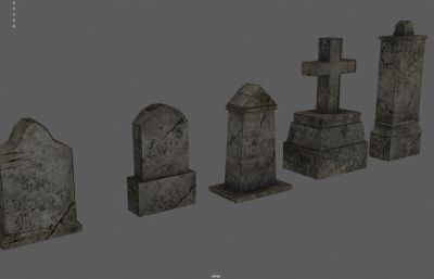墓地石碑 西方墓碑 十字架碑塌陷模型