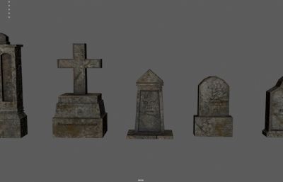 墓地石碑 西方墓碑 十字架碑塌陷模型