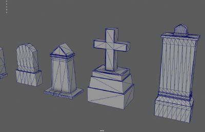 墓地石碑 西方墓碑 十字架碑塌陷模型