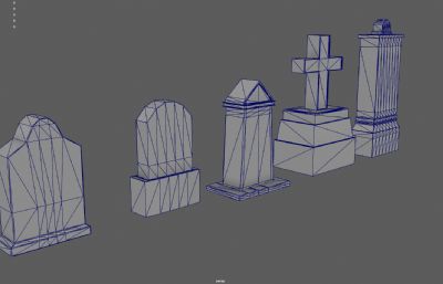 墓地石碑 西方墓碑 十字架碑塌陷模型
