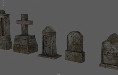 墓地石碑 西方墓碑 十字架碑塌陷模型