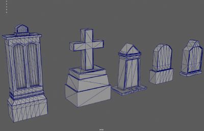 墓地石碑 西方墓碑 十字架碑塌陷模型