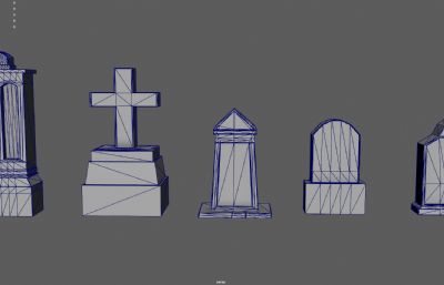 墓地石碑 西方墓碑 十字架碑塌陷模型