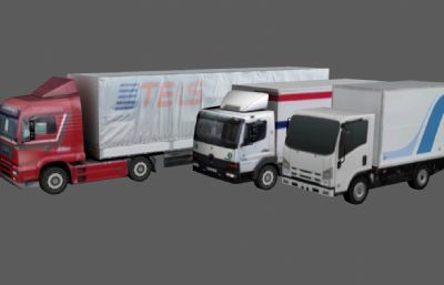 大卡车 厢式货车 集装箱货车塌陷模型