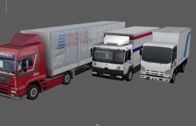大卡车 厢式货车 集装箱货车塌陷模型