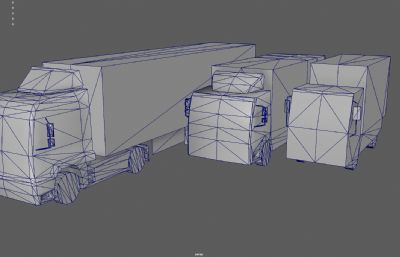 大卡车 厢式货车 集装箱货车塌陷模型