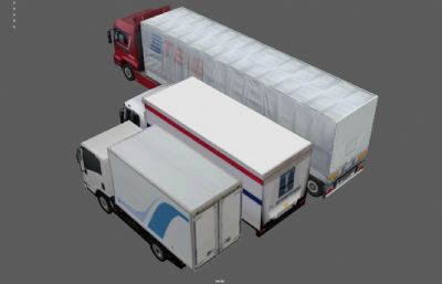 大卡车 厢式货车 集装箱货车塌陷模型