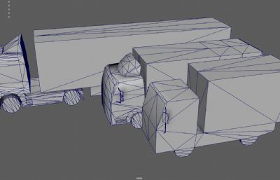 大卡车 厢式货车 集装箱货车塌陷模型