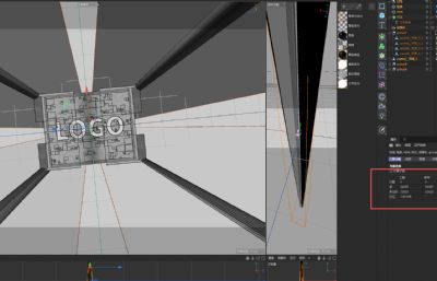 科技感LOGO芯片 隧道穿梭C4D动画赛博朋克 质感转场