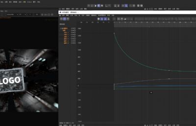 科技感LOGO芯片 隧道穿梭C4D动画赛博朋克 质感转场