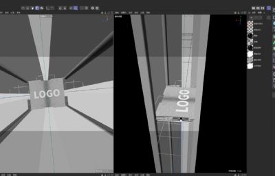 科技感LOGO芯片 隧道穿梭C4D动画赛博朋克 质感转场