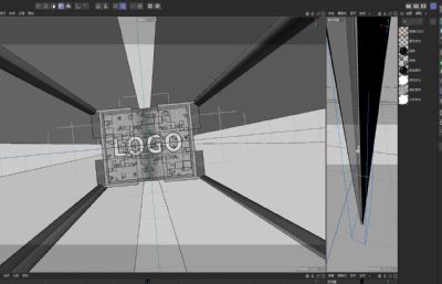 科技感LOGO芯片 隧道穿梭C4D动画赛博朋克 质感转场