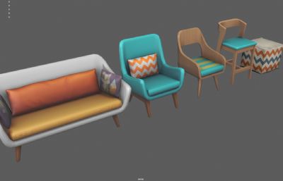 卡通沙发 各类椅子 高脚凳塌陷模型