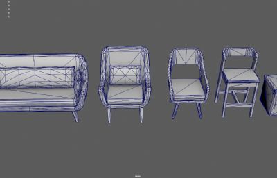 卡通沙发 各类椅子 高脚凳塌陷模型