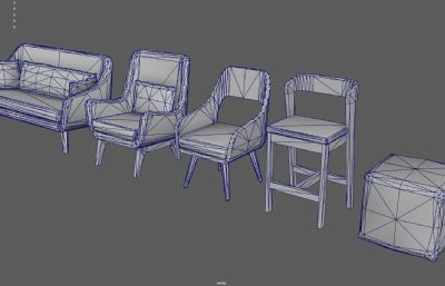 卡通沙发 各类椅子 高脚凳塌陷模型