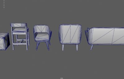 卡通沙发 各类椅子 高脚凳塌陷模型
