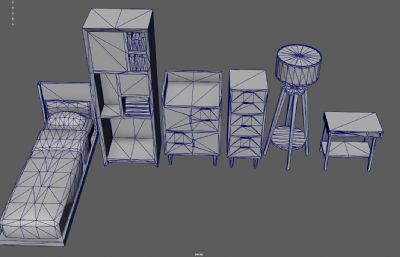 书柜 落地灯 单人床 小书桌