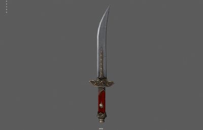 中式短刀 匕首 游戏武器塌陷模型