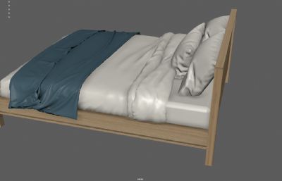 实木床 枕头 被褥