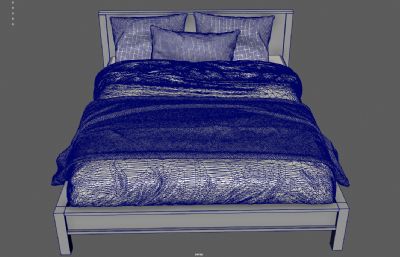 实木床 枕头 被褥