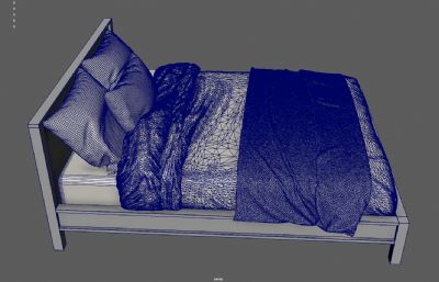 实木床 枕头 被褥