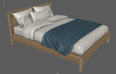 实木床 枕头 被褥