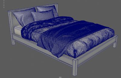 实木床 枕头 被褥