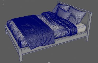 实木床 枕头 被褥