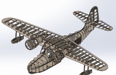 RC复古浮式飞机航模框架
