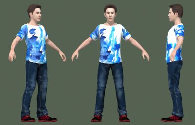 写实水墨体T恤男人maya模型