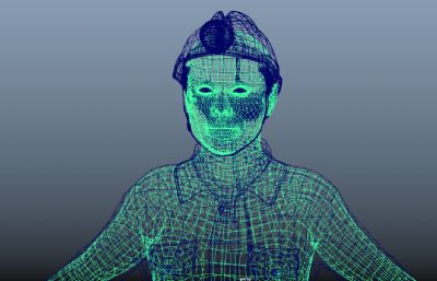 青年矿工 煤矿工人Maya模型