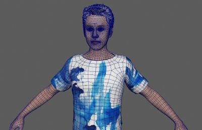 写实水墨体T恤男人maya模型