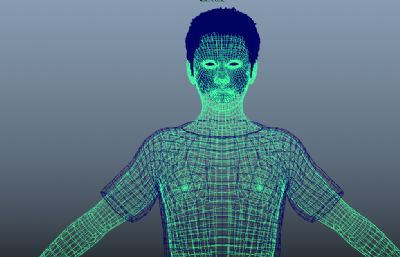 写实水墨体T恤男人maya模型