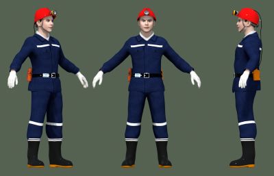 青年矿工 煤矿工人Maya模型