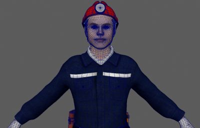 青年矿工 煤矿工人Maya模型