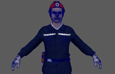 青年矿工 煤矿工人Maya模型