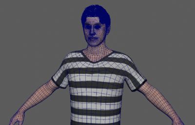 条纹T恤牛仔裤男人