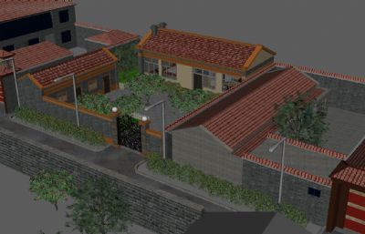 写实村庄农村场景maya模型