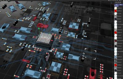 科技感LOGO芯片AI 元件C4D 电路板电流GPU内部结构