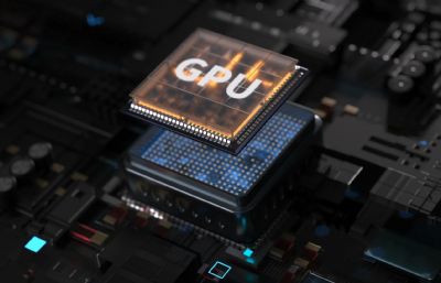 科技感LOGO芯片AI 元件C4D 电路板电流GPU内部结构