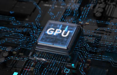 科技感LOGO芯片AI 元件C4D 电路板电流GPU内部结构