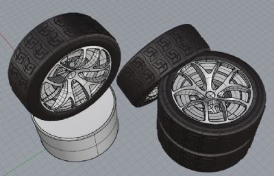 堆砌的轮胎rhino模型