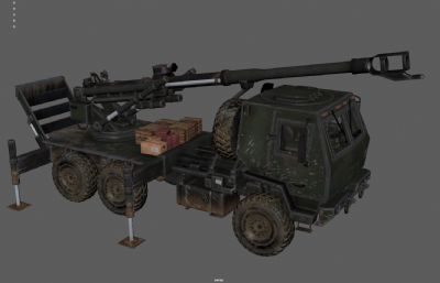 车载榴弹炮 火炮 卡车炮塌陷模型