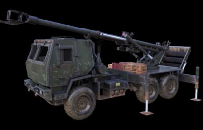 车载榴弹炮 火炮 卡车炮塌陷模型