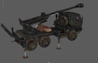 车载榴弹炮 火炮 卡车炮塌陷模型