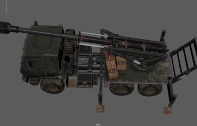 车载榴弹炮 火炮 卡车炮塌陷模型