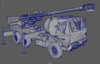 车载榴弹炮 火炮 卡车炮塌陷模型