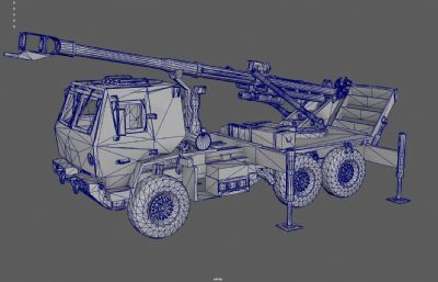 车载榴弹炮 火炮 卡车炮塌陷模型