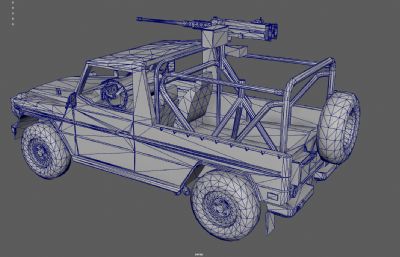 武装皮卡 装甲车 车载机枪越野车塌陷模型
